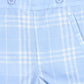 LE BOURDON LIGHT BLUE PLAID LINEN SUSPENDER SHORTS