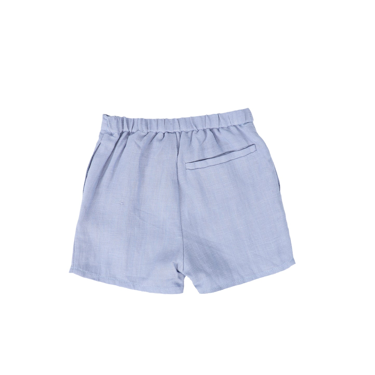 LE BOURDON BLUE TEXTURED LINEN SHORTS