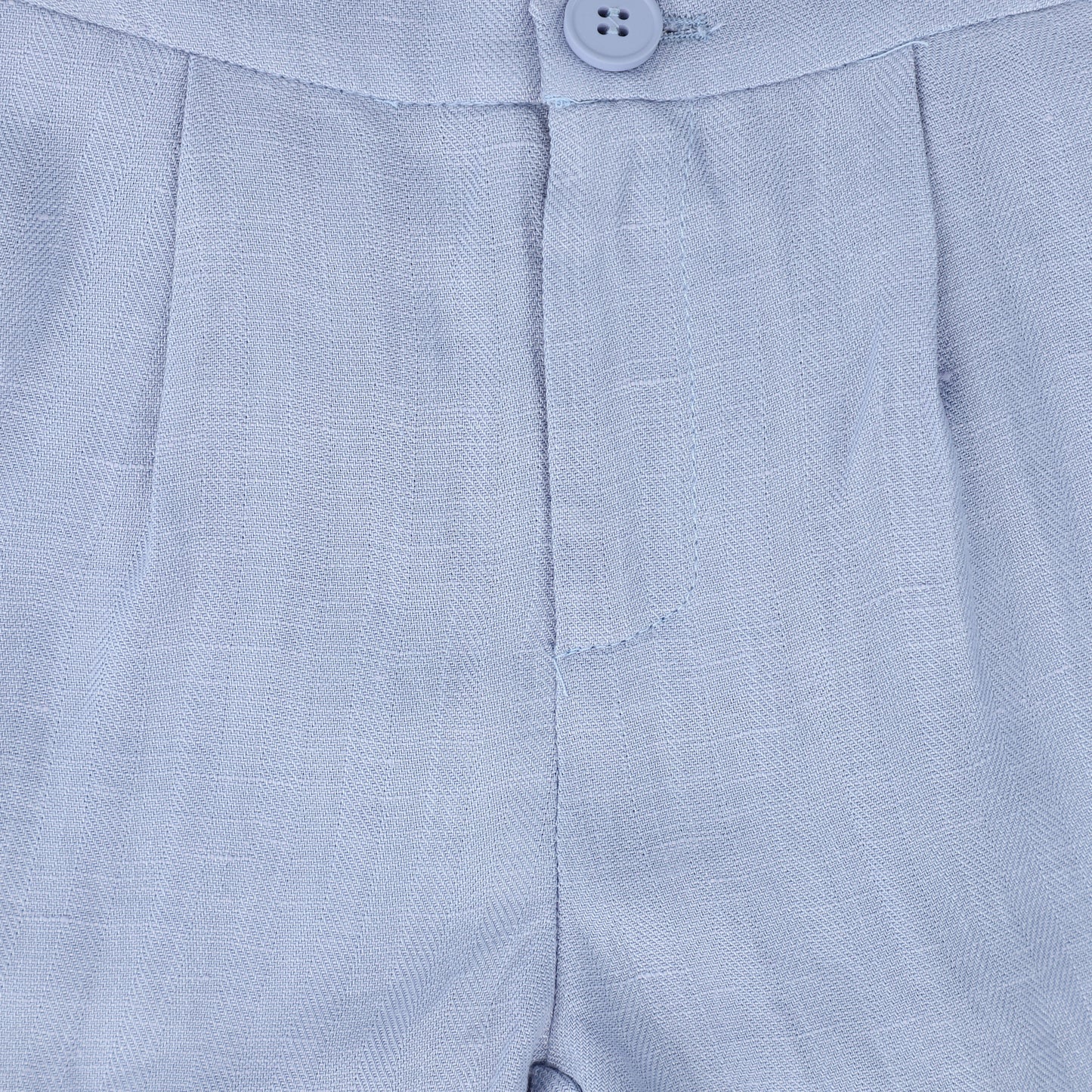 LE BOURDON BLUE TEXTURED LINEN SHORTS