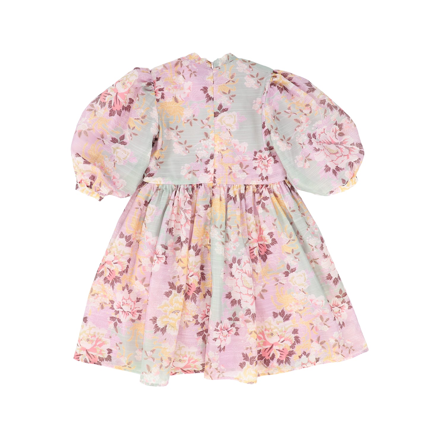 FRANCESCA GUILIANO PINK PASTEL FLORAL PUFF SLEEVE DRESS