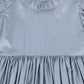 FRANCESCA GUILIANO DUSTY BLUE TAFFETA RUFFLE DRESS