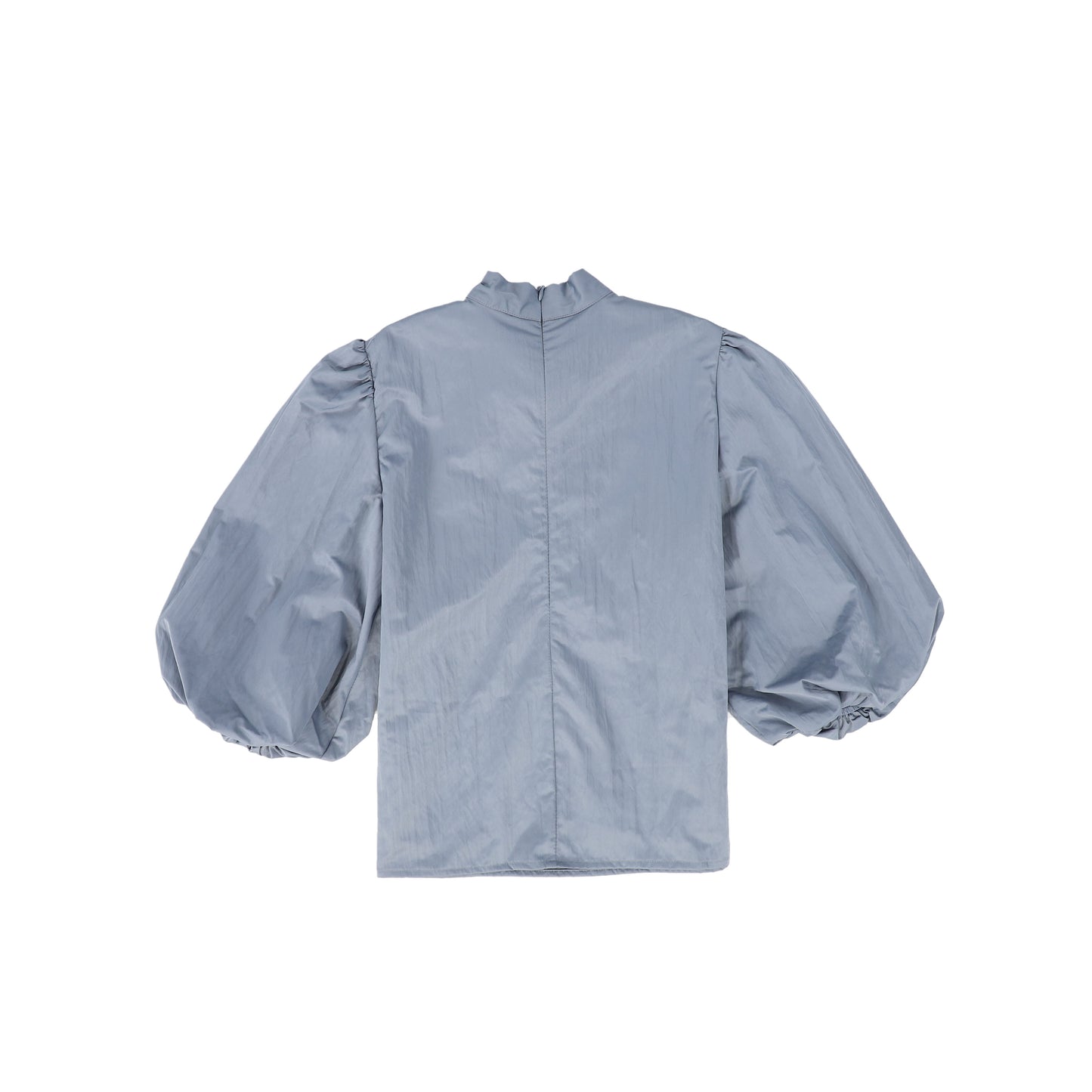 FRANCESCA GUILIANO DUSTY BLUE TAFFETA PUFF SLEEVE BLOUSE