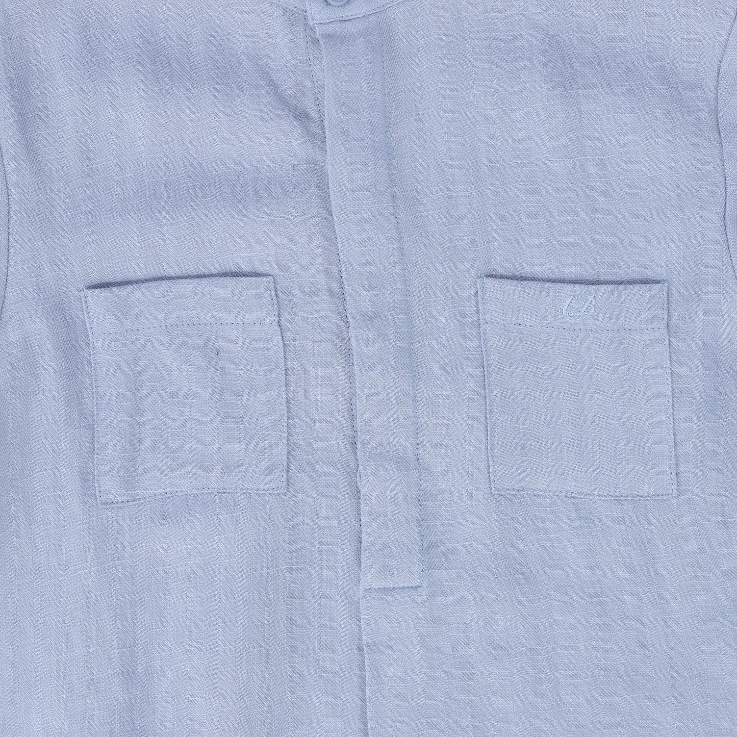 LE BOURDON BLUE LINEN POCKET SHIRT