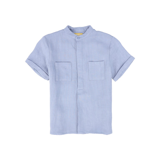 LE BOURDON BLUE LINEN POCKET SHIRT