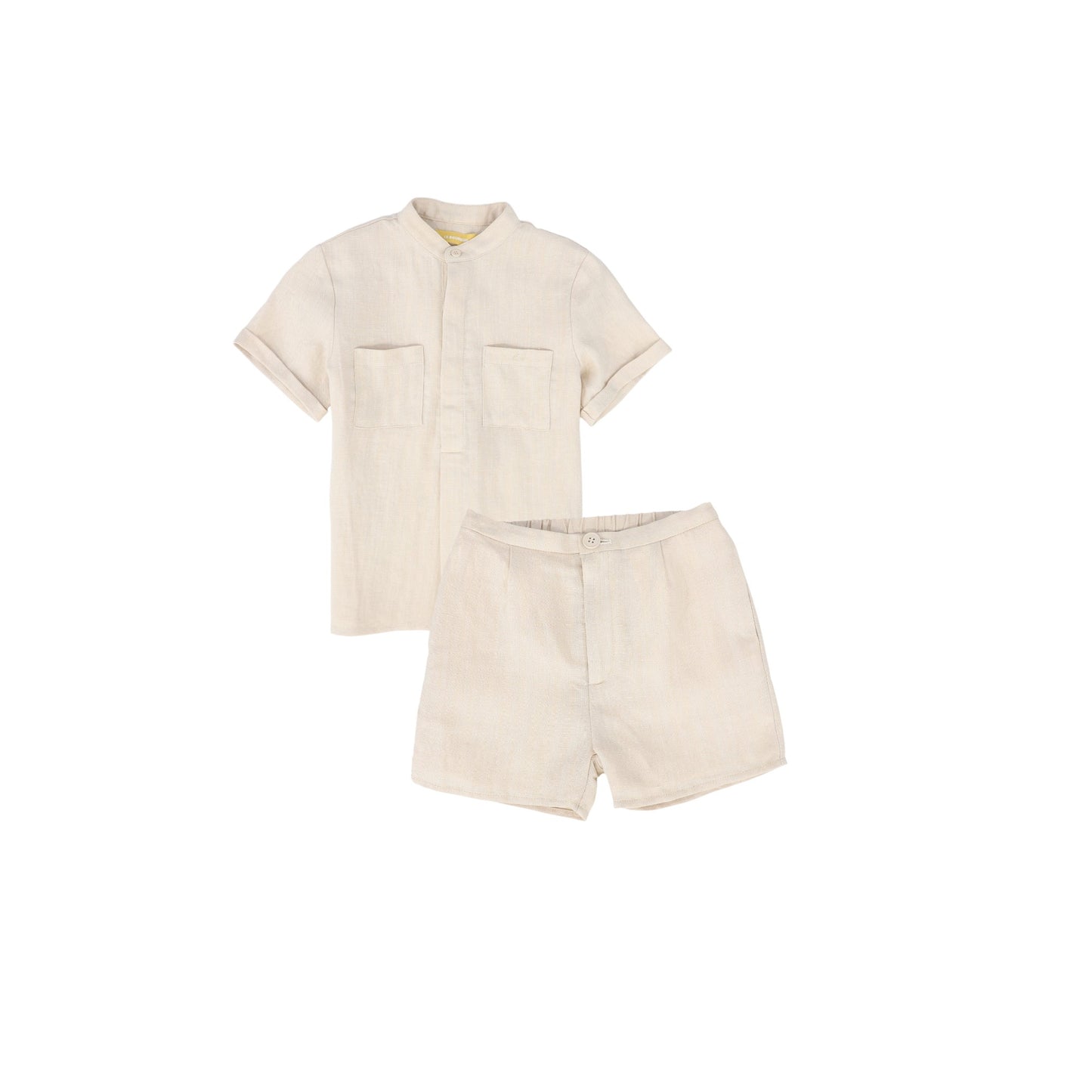 LE BOURDON TAN LINEN POCKET SHIRT SET