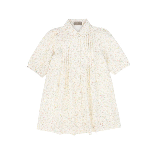 ONE CHILD PALE PINK FLORAL STEM PLEATED DRESS