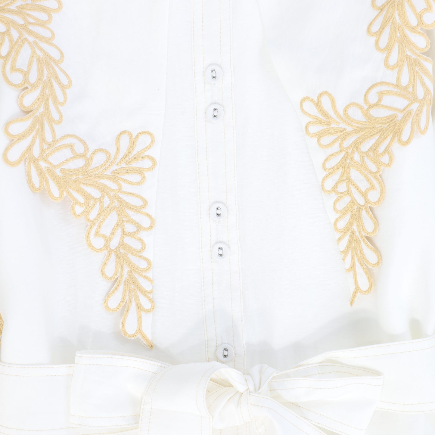 VALENTINA WHITE EMBROIDERED COLLAR TRIM DRESS