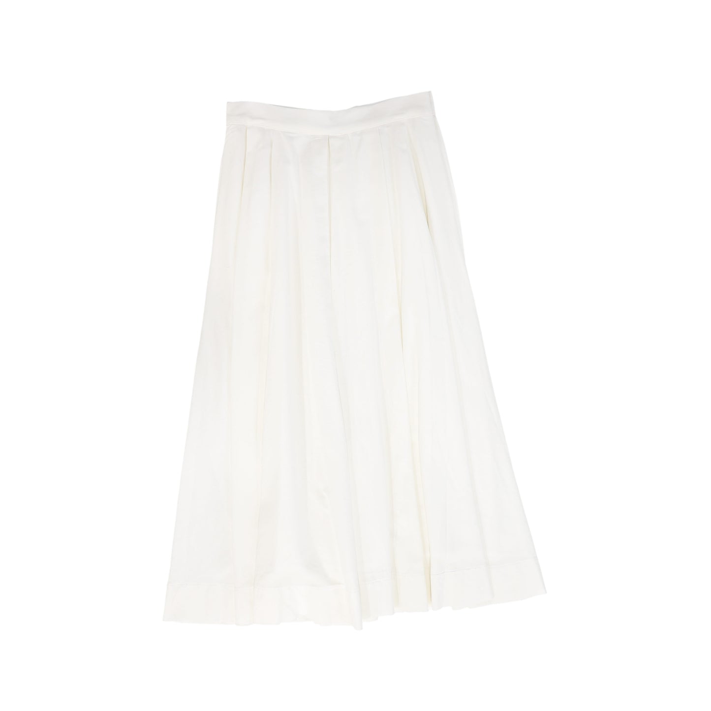 VALENTINA WHITE PLEATED BUTTON MIDI SKIRT