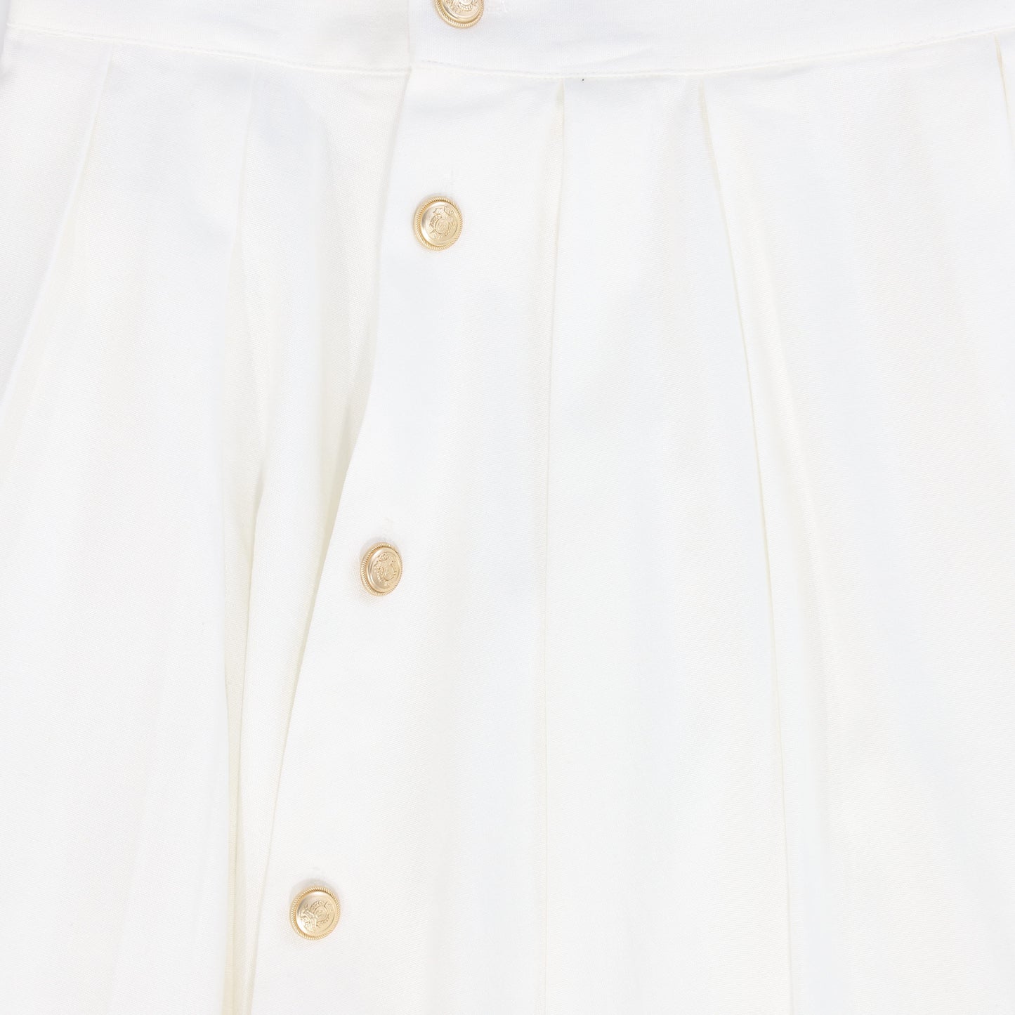 VALENTINA WHITE PLEATED BUTTON MIDI SKIRT