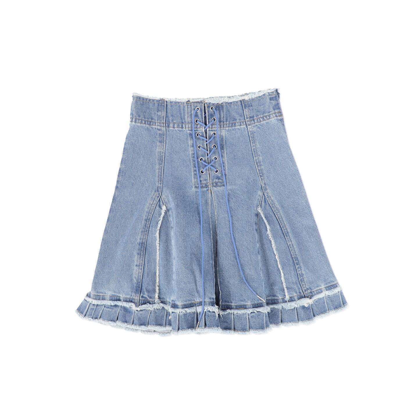 BAMBOO DENIM SHOE LACE TIE SKIRT