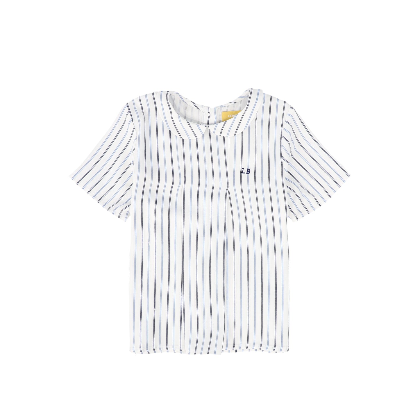 LE BOURDON WHITE/BLUE STRIPED PETER PAN COLLAR SHIRT