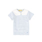 LE BOURDON BLUE SEERSUCKER SAILOR COLLAR BLOUSE