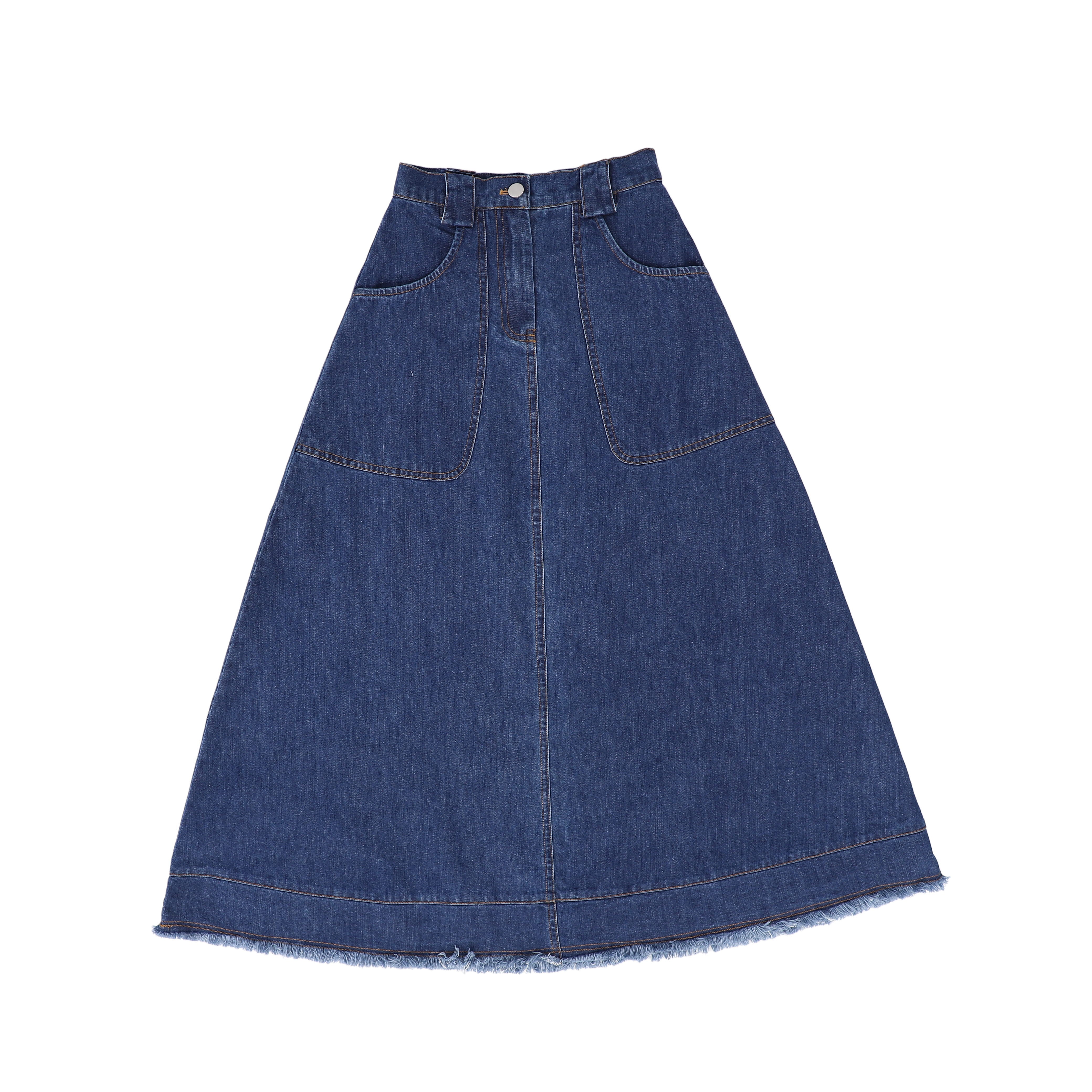VALENTINA MID BLUE DENIM SEAM MAXI SKIRT – Luibelle