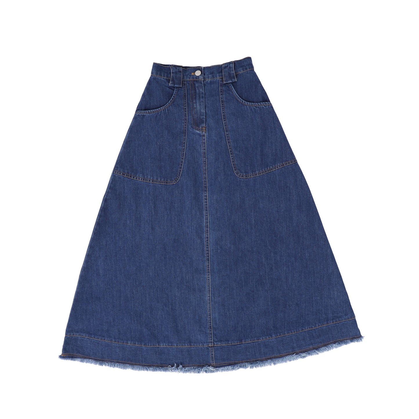 VALENTINA MID BLUE DENIM SEAM MAXI SKIRT