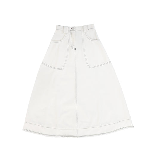 VALENTINA WHITE DENIM SEAM DETAIL MAXI SKIRT