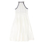 BACE COLLECTION WHITE LINEN TRIM COLLARED DRESS