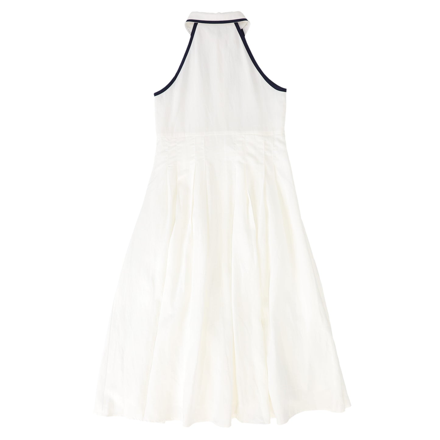 BACE COLLECTION WHITE LINEN TRIM COLLARED DRESS