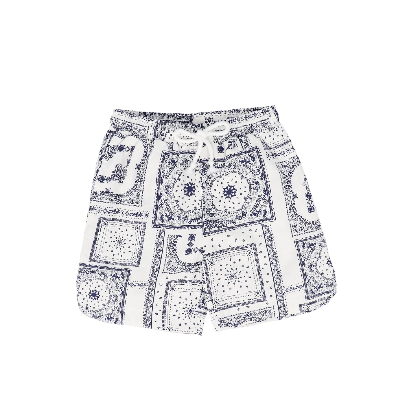 BACE COLLECTION NAVY PAISELY HANDKERCHIEF PRINT SHORTS