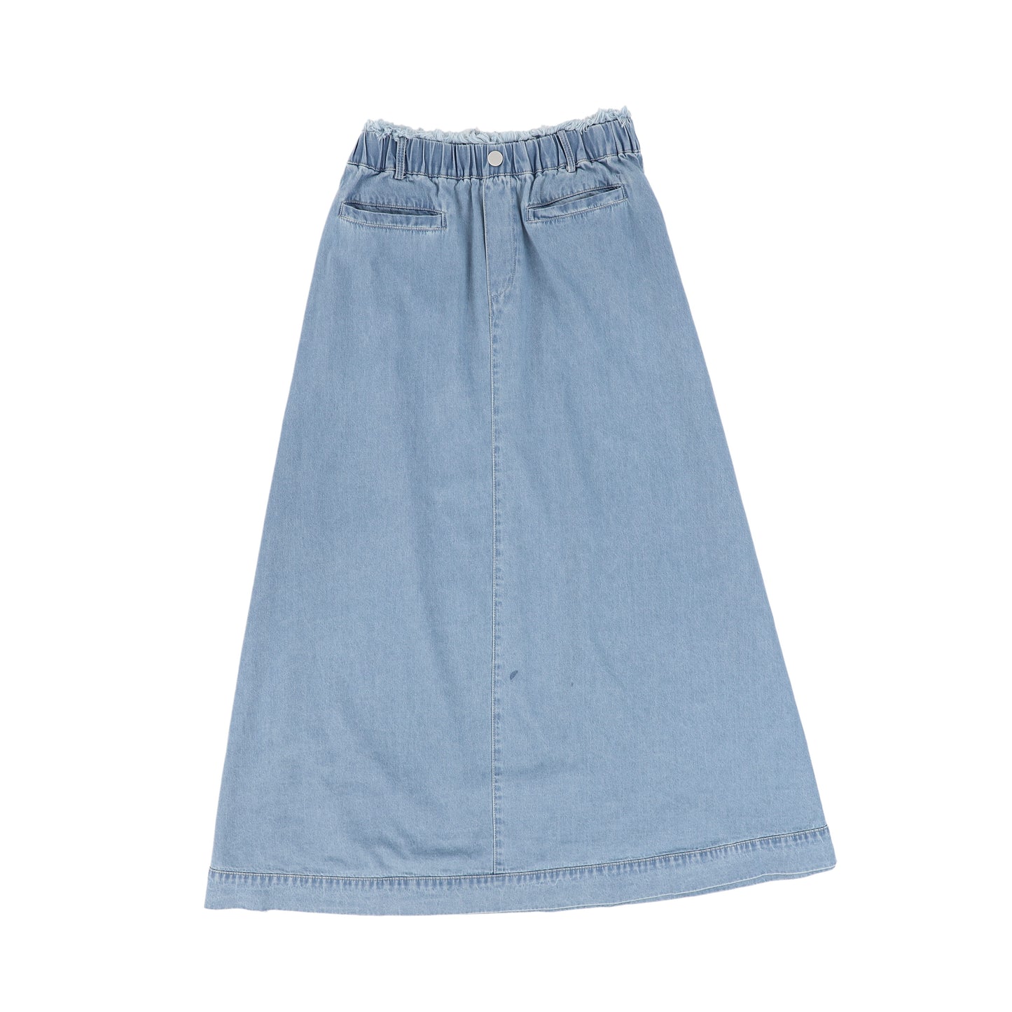 BACE COLLECTION BLUE DENIM FRINGE MAXI SKIRT