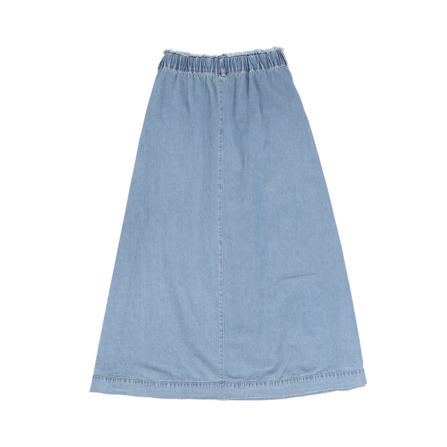 BACE COLLECTION BLUE DENIM FRINGE MAXI SKIRT
