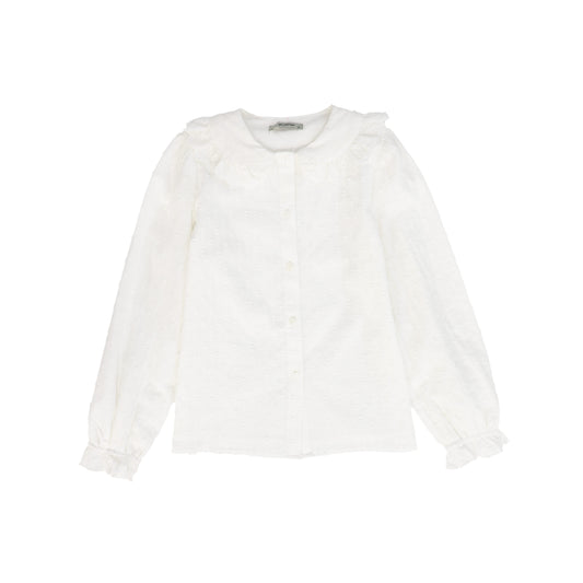 VALENTINA WHITE TEXTURED COLLAR BLOUSE