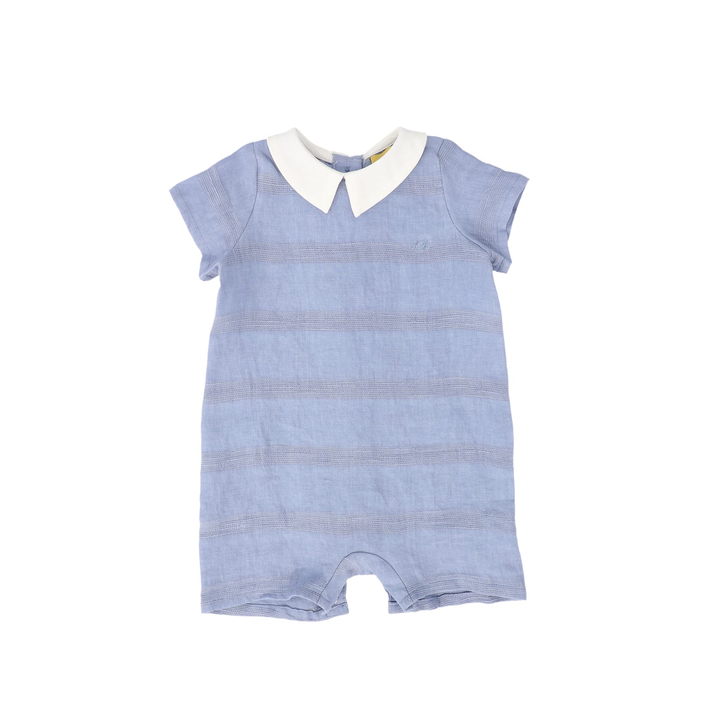 LE BOURDON BLUE TEXTURED LINEN ROMPER