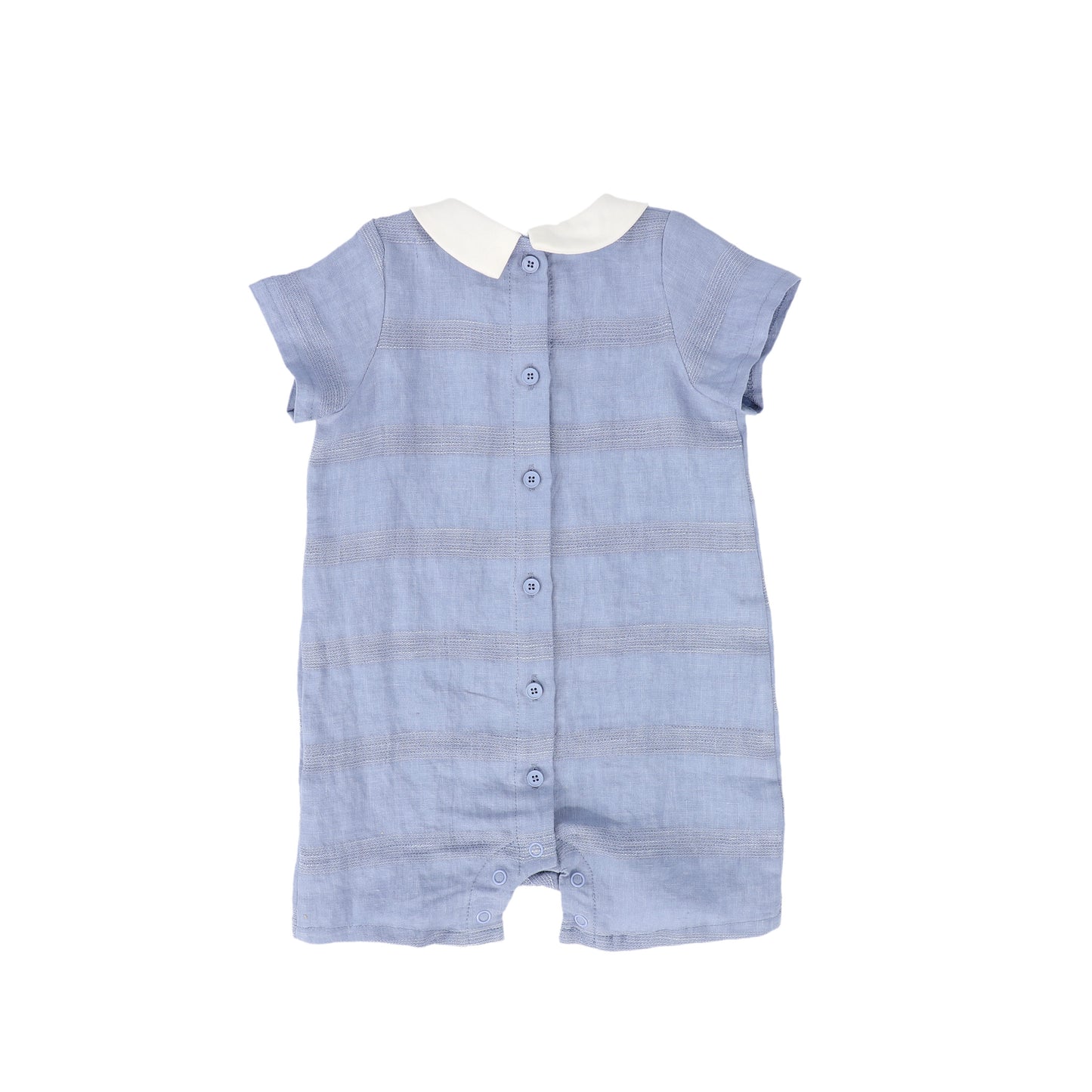 LE BOURDON BLUE TEXTURED LINEN ROMPER