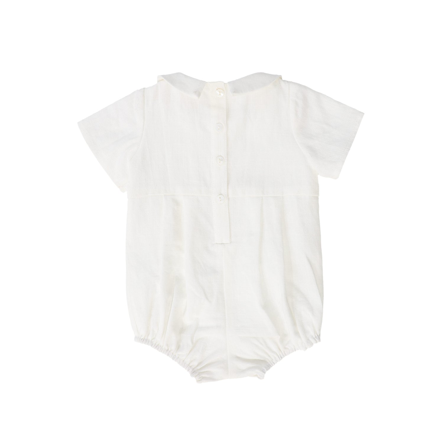 LE BOURDON IVORY PLEAT FRONT ROMPER