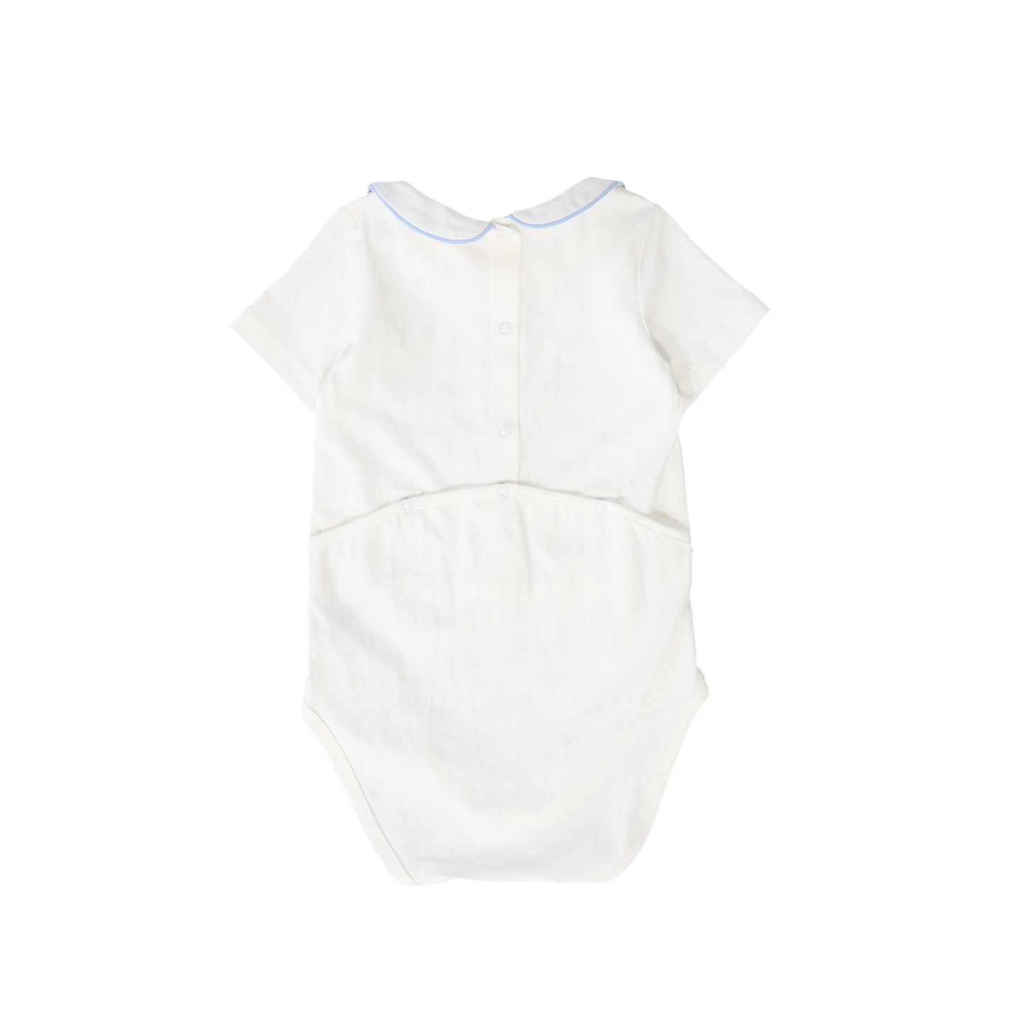 LE BOURDON WHITE/BLUE PIPED COLLAR ONESIE [FINAL SALE]