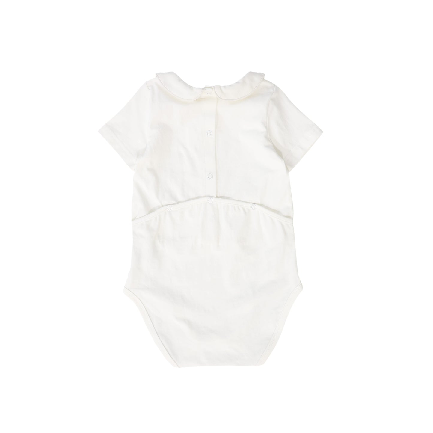 LE BOURDON WHITE PIPED COLLAR ONESIE