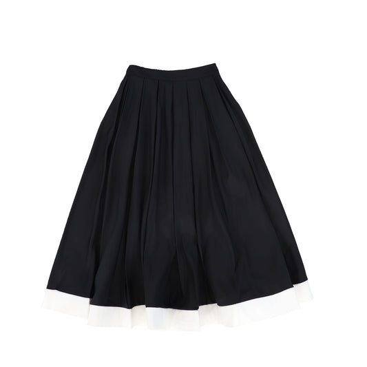 FRANCESCA GUILIANO BLACK CONTRAST RUFFLE MAXI SKIRT