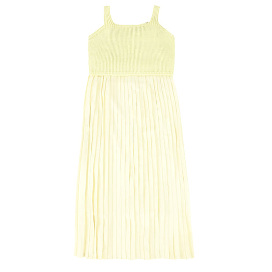 VALENTINA LEMON KNIT PLEATED MAXI DRESS