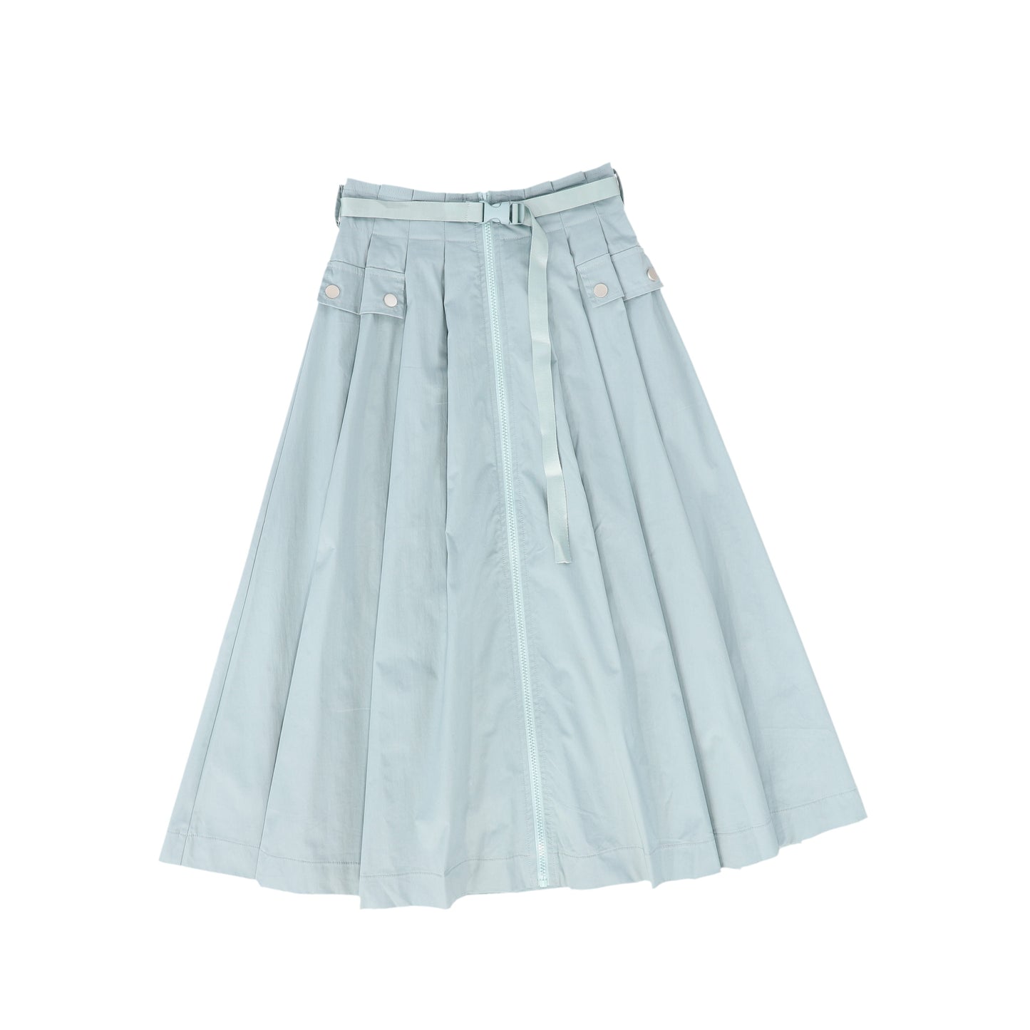 VALENTINA LIGHT BLUE PLEATED ZIPPER SKIRT