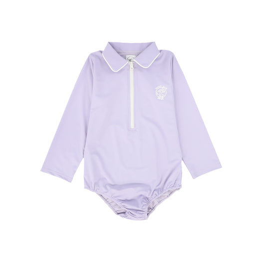 WATER CLUB LAVENDER COLLARED L/S SWIMSUIT