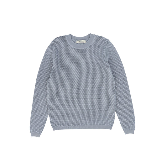 VALENTINA BLUE POINTELLE KNIT SWEATER