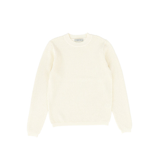 VALENTINA CREAM POINTELLE KNIT SWEATER