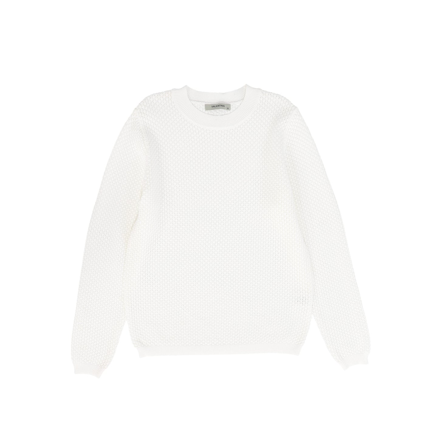 VALENTINA WHITE POINTELLE KNIT SWEATER