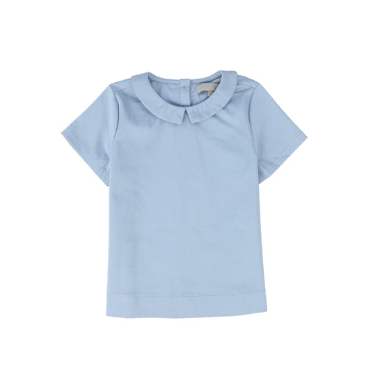 BACE COLLECTION BLUE POPLIN COLLAR BLOUSE