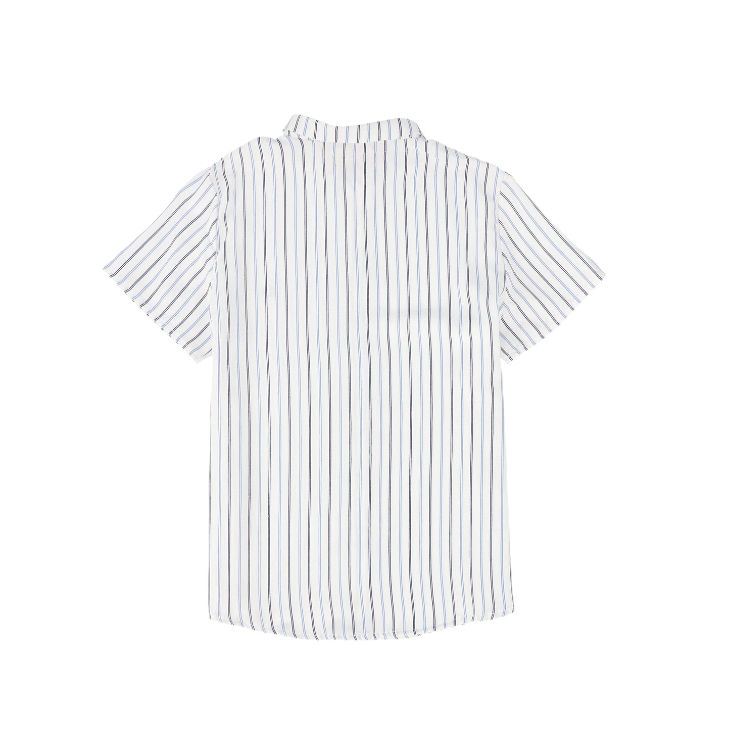 LE BOURDON WHITE/BLUE STRIPED COLLAR SS SHIRT