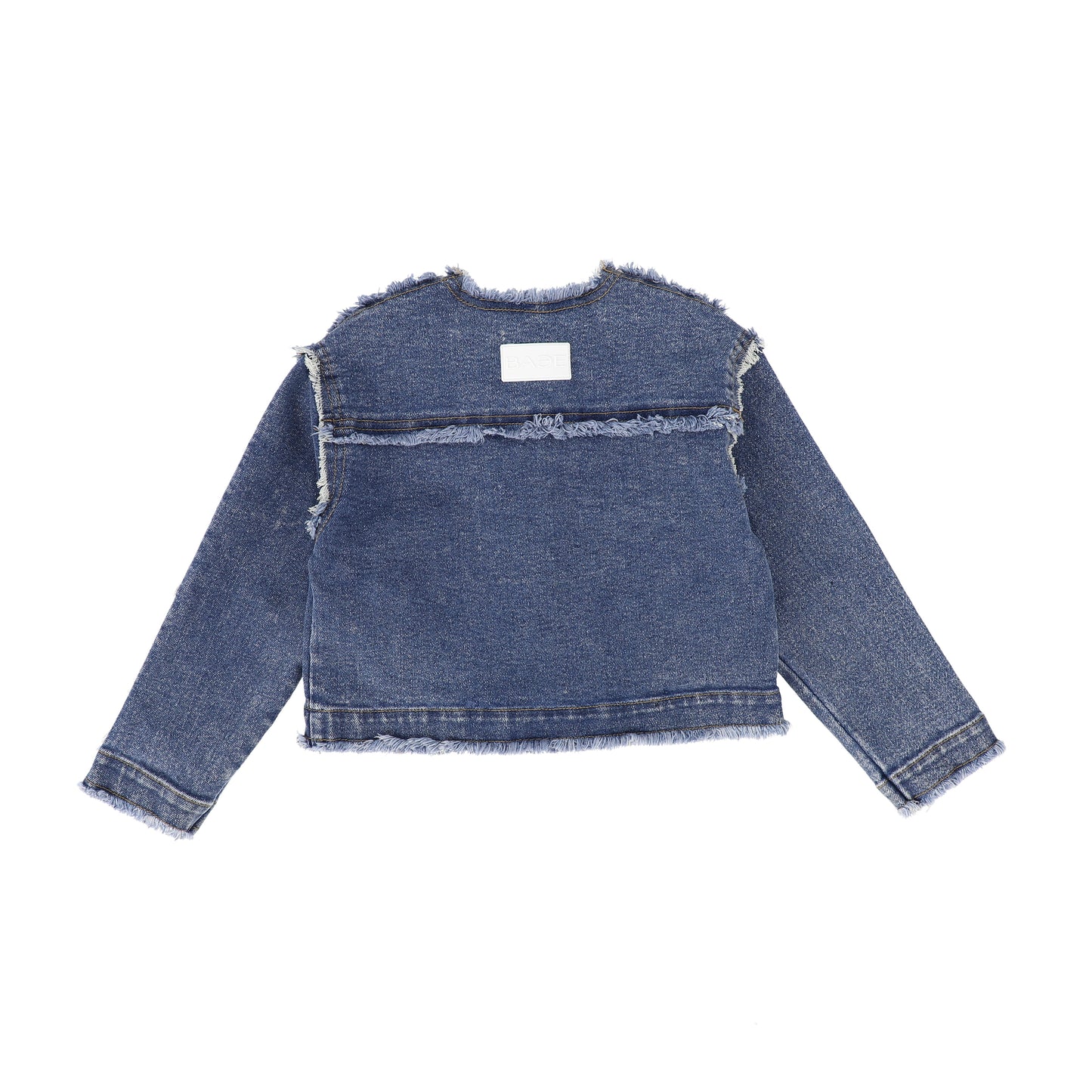 BACE COLLECTION BLUE DENIM FRAYED SEAM WORK JACKET [Final Sale]