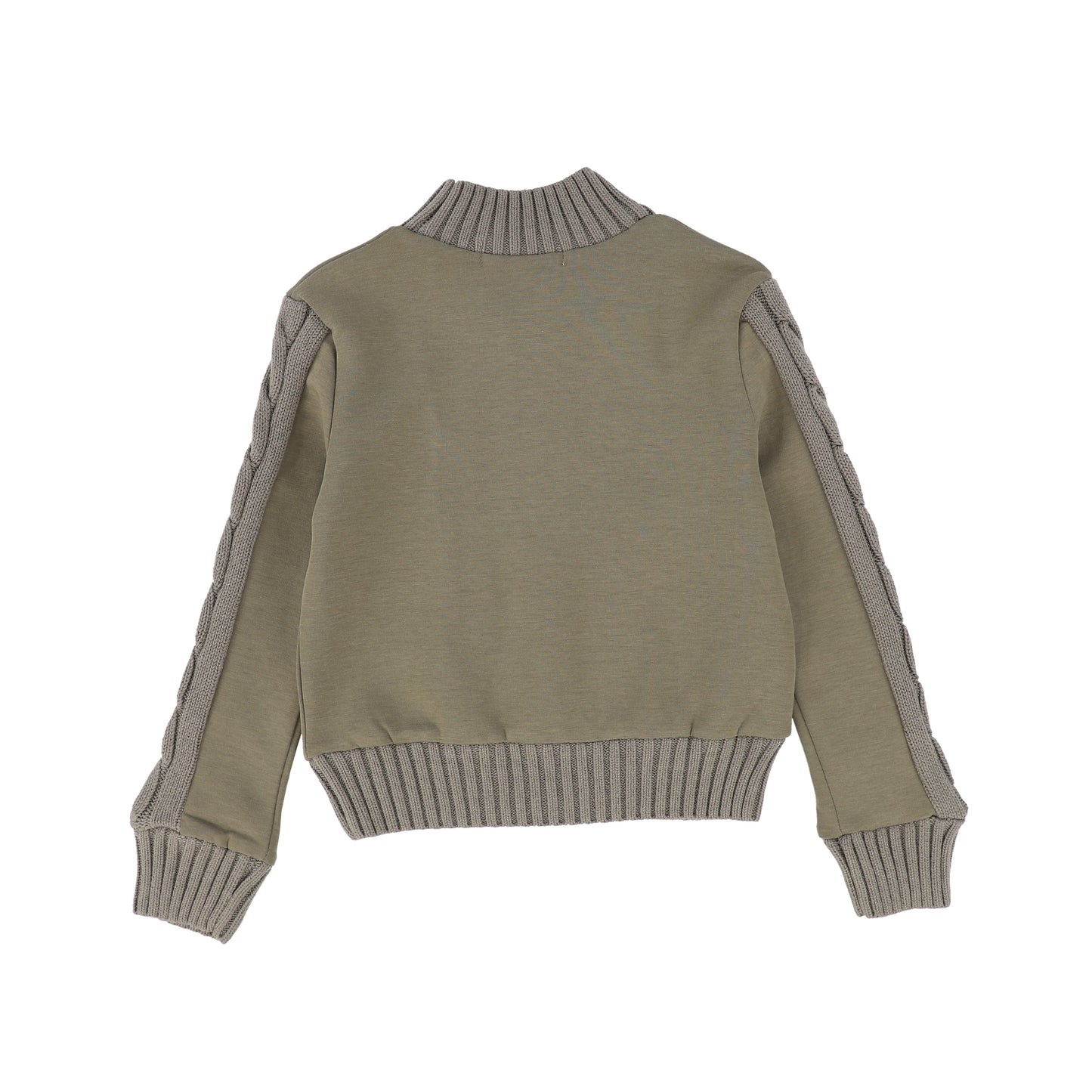 BACE COLLECTION OLIVE CABLE KNIT AND SCUBA TOP [Final Sale]