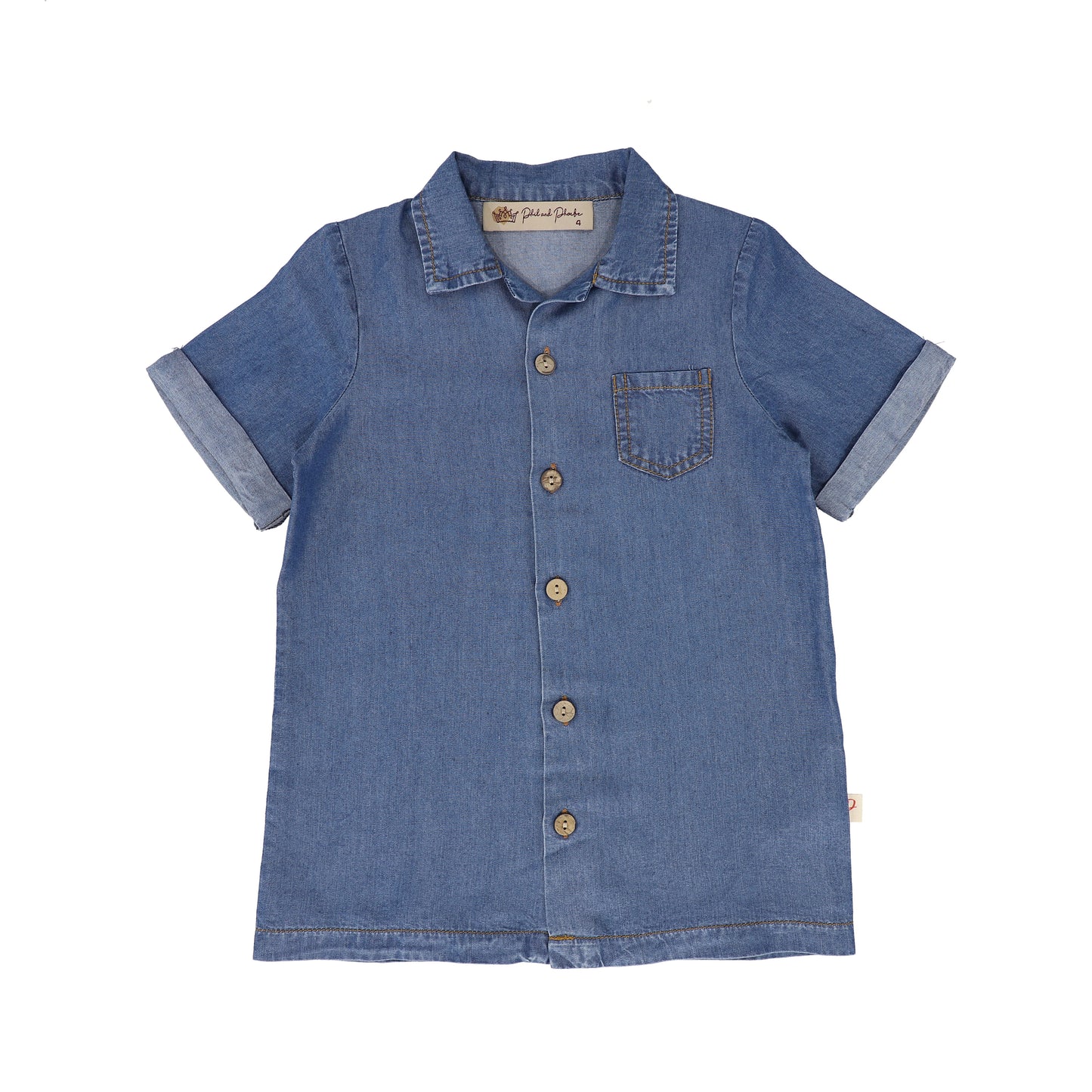 PHIL AND PHOEBE DENIM RUST STITCHING BOYS SHIRT [FINAL SALE]