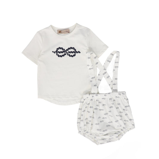 PHIL AND PHOEBE WHITE BOW PRINTED BLOOMER SET