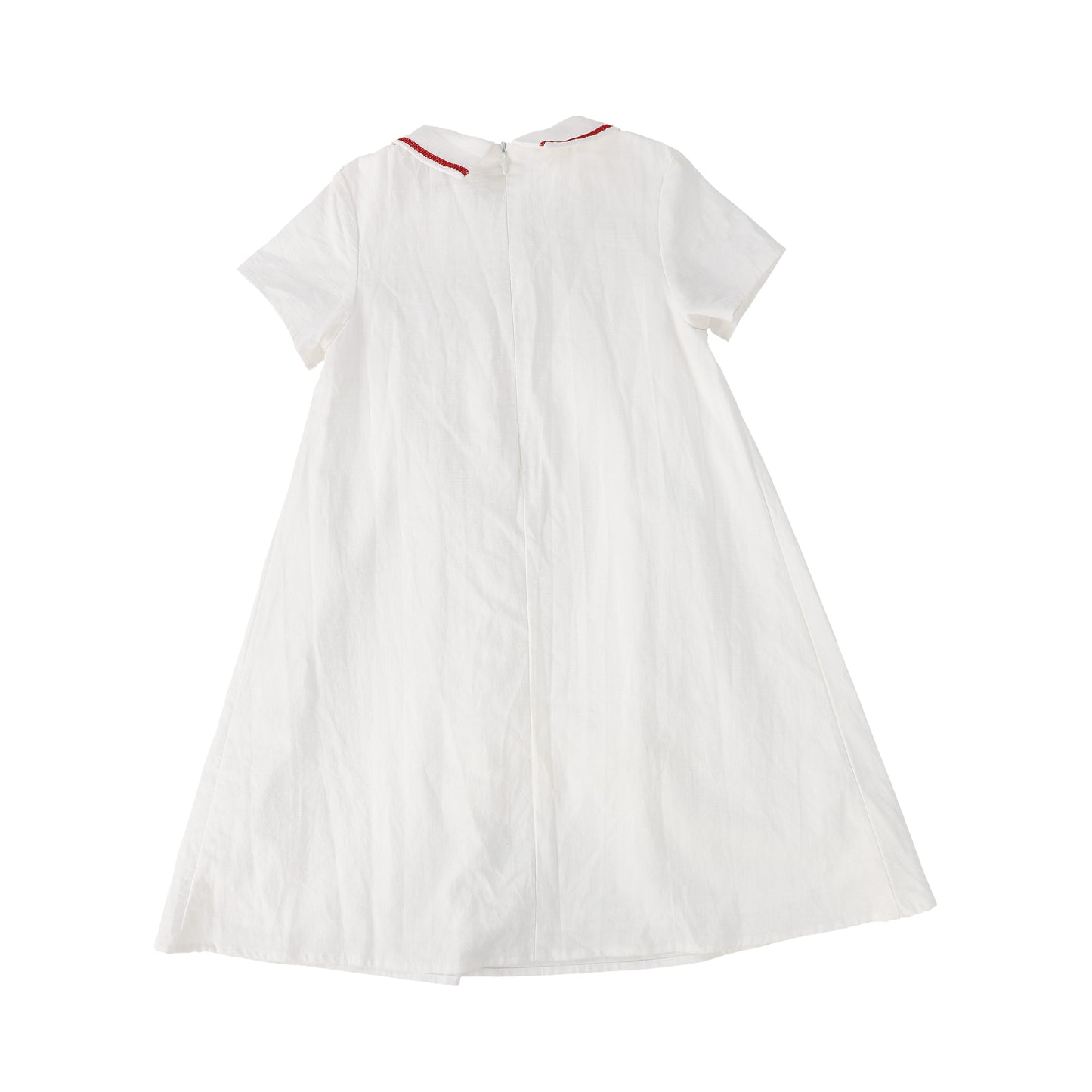 BACE COLLECTION WHITE SMOCKED COLLAR SS DRESS