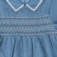 BACE COLLECTION BLUE SMOCKED COLLAR SS DRESS