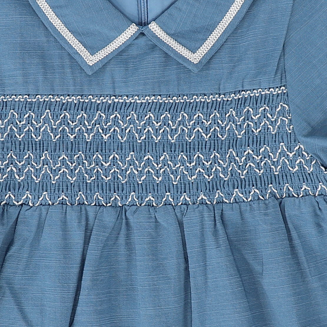 BACE COLLECTION BLUE SMOCKED COLLAR SS DRESS [FINAL SALE]