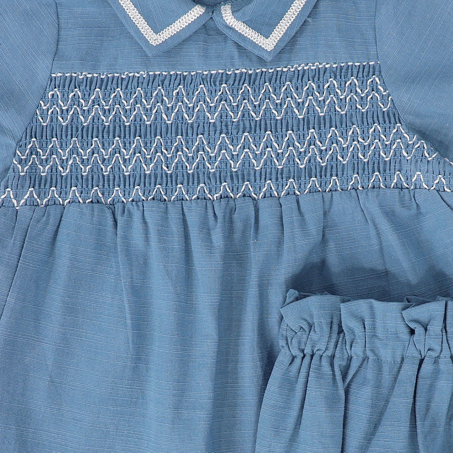 BACE COLLECTION BLUE SMOCKED COLLAR BLOOMER SET