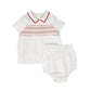 BACE COLLECTION WHITE SMOCKED COLLAR BLOOMER SET