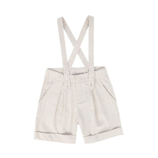 BACE COLLECTION TAN THIN STRIPED SUSPENDER SHORTS