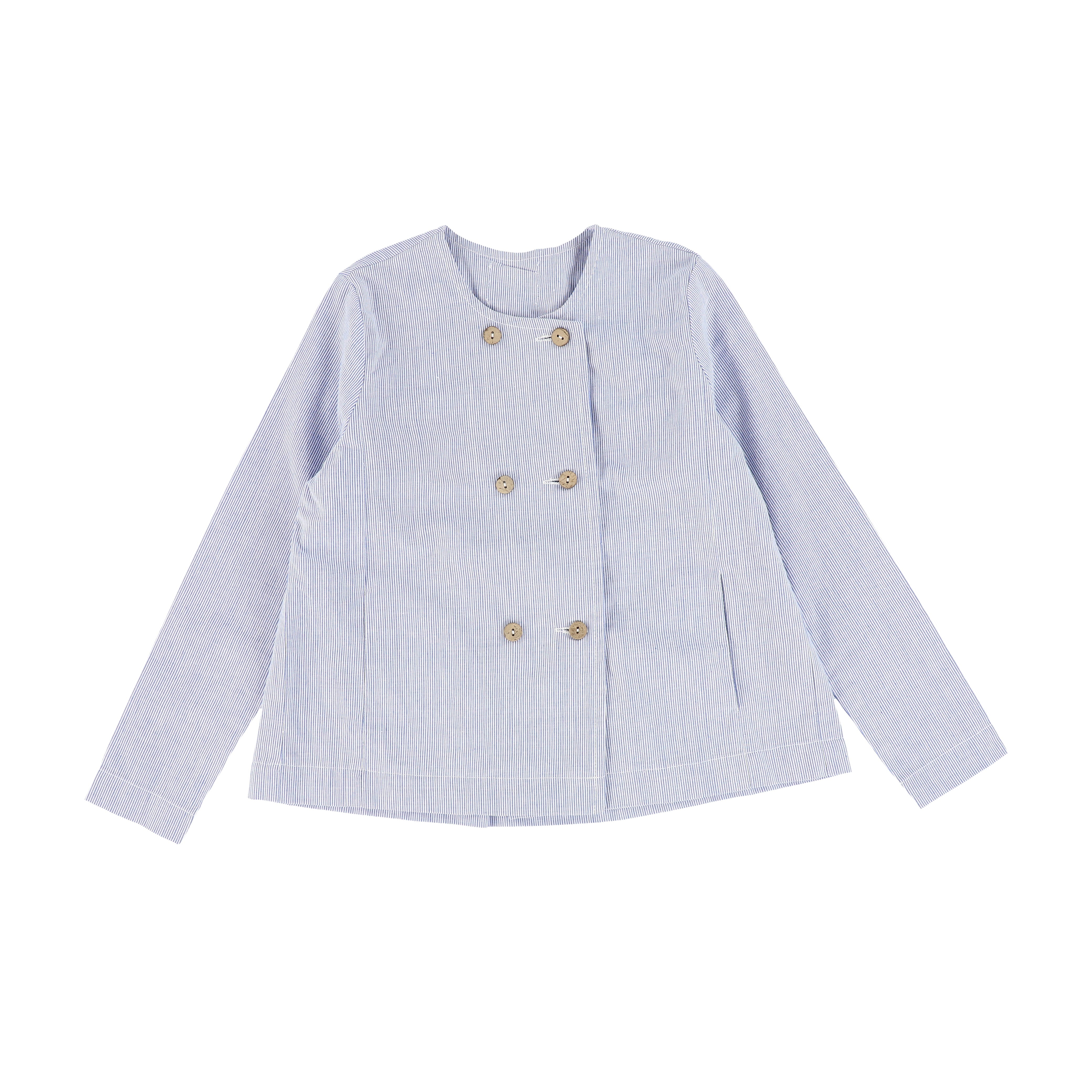 BACE COLLECTION LIGHT BLUE THIN STRIPED BLAZER [FINAL SALE] – Luibelle